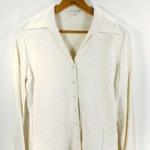 Naracamicie Top Women's 12 Cream Long Sleeve Button Front Italy
